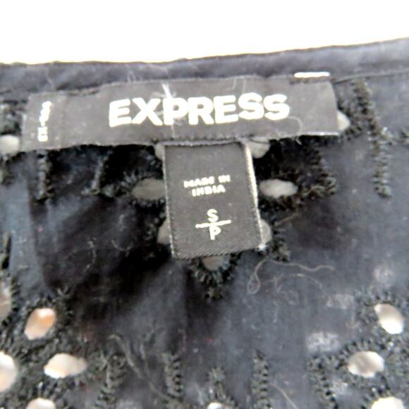 Express Black Beaded Eyelet Top Small Y2k Going Out Top Cute - Picture 8 of 8
